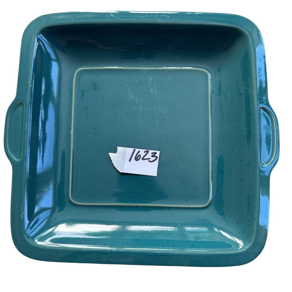 Denby‎ Harlequin Square Baking Dish Teal Blue Stoneware England 9.5in